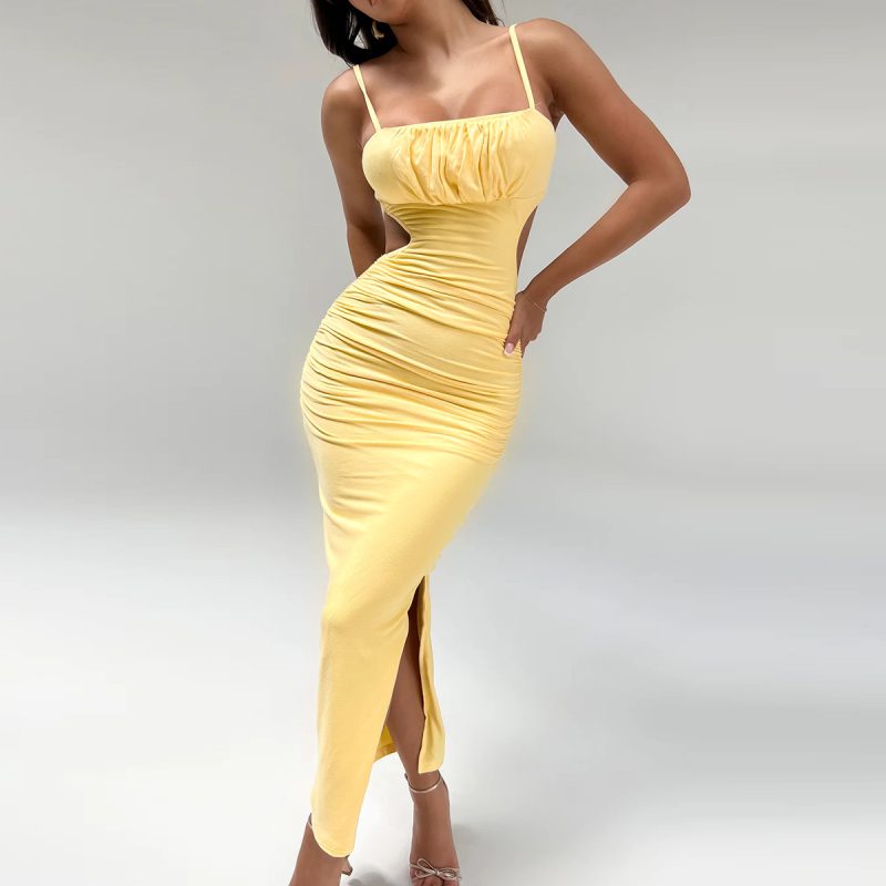 Sexy Backless Cami Dress with Side Slit