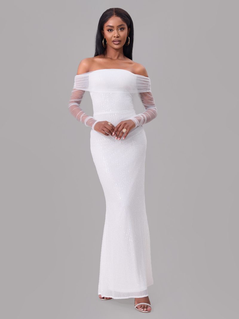 Sexy Spring Off-Shoulder Mesh Maxi Dress - Image 3