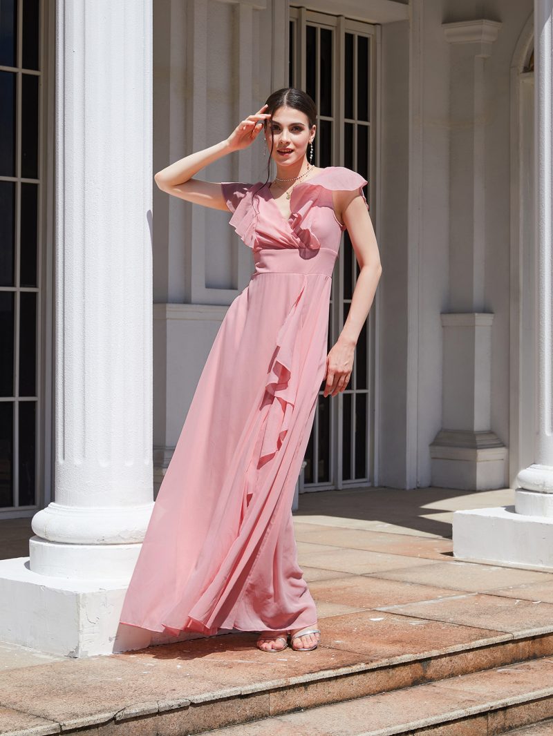 Solid Color Slim Bridesmaid Dress - Image 4