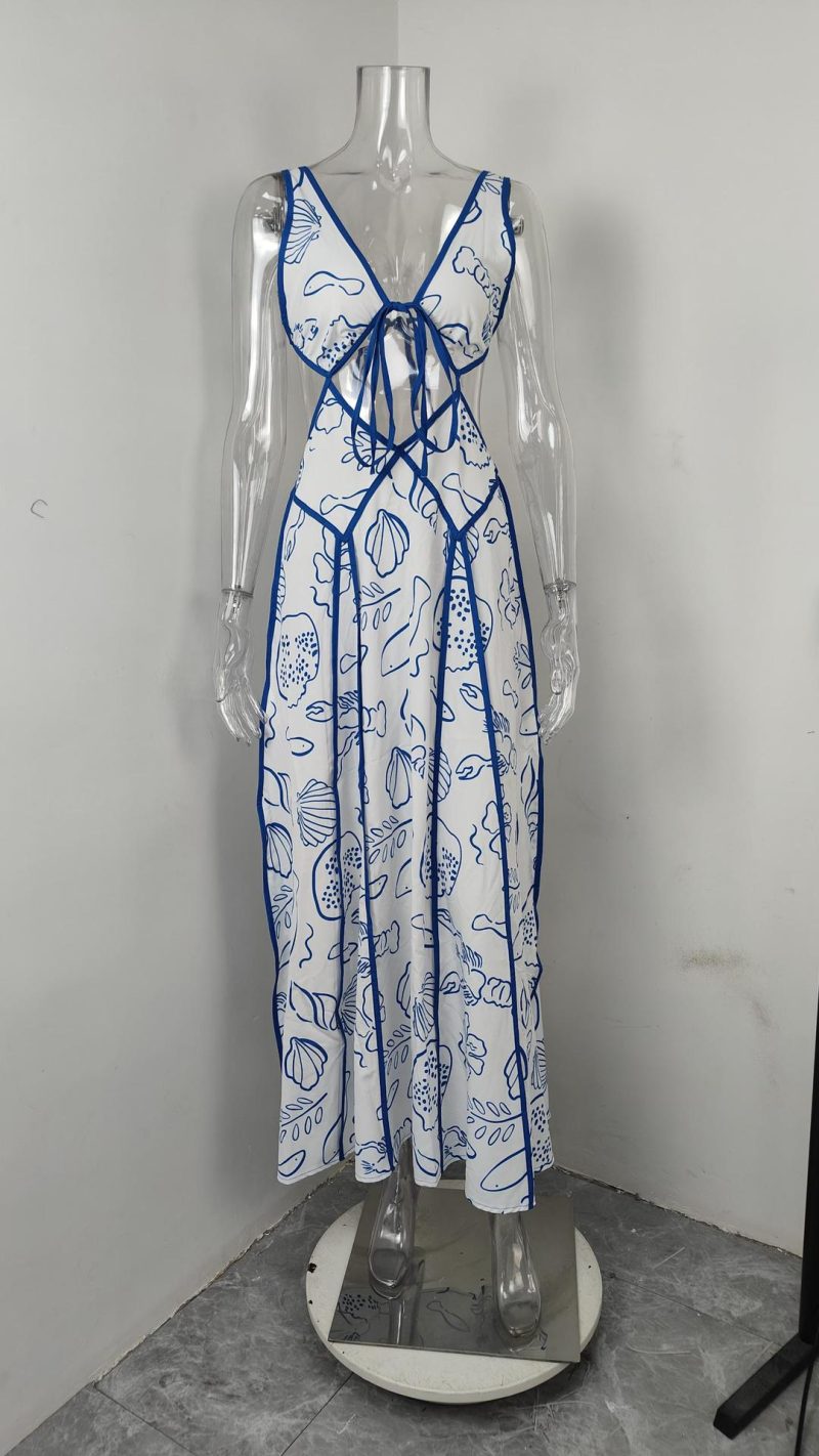 Sexy Casual Halter Hollow-Out Sleeveless Dress - Image 3
