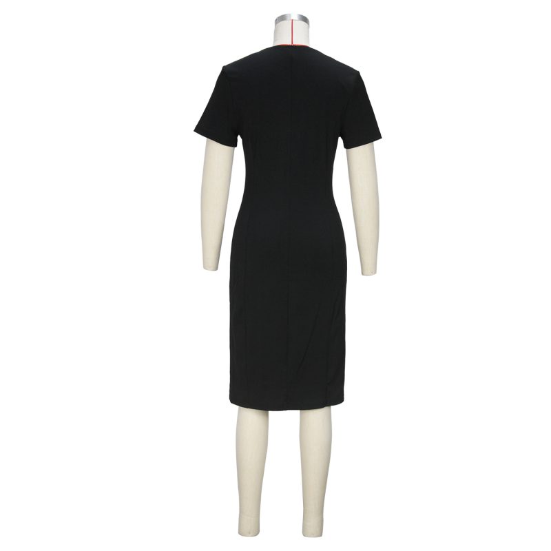 Sexy Front Zipper Short Sleeve One-Step Dress - Image 3