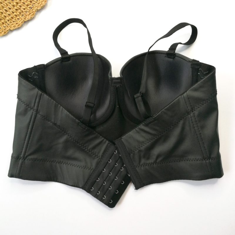 Anti-Wardrobe Malfunction Black Leather Tube Top - Image 3