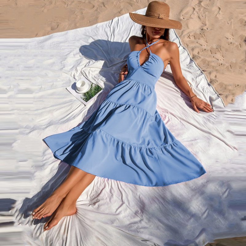 Chest Pleated Drawstring Waist Slimming Dress
