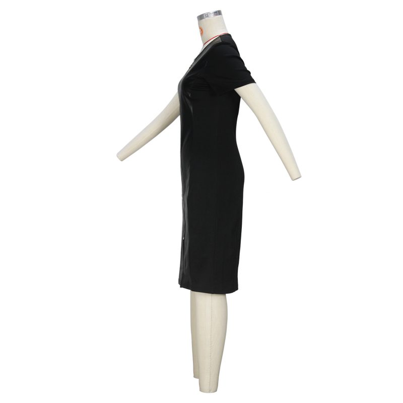 Sexy Front Zipper Short Sleeve One-Step Dress - Image 4