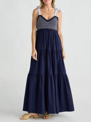 Office Sleeveless Lace-Up Long Sling Dress
