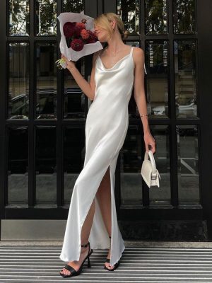 Summer High Slit Backless Lace-Up Sling Dress