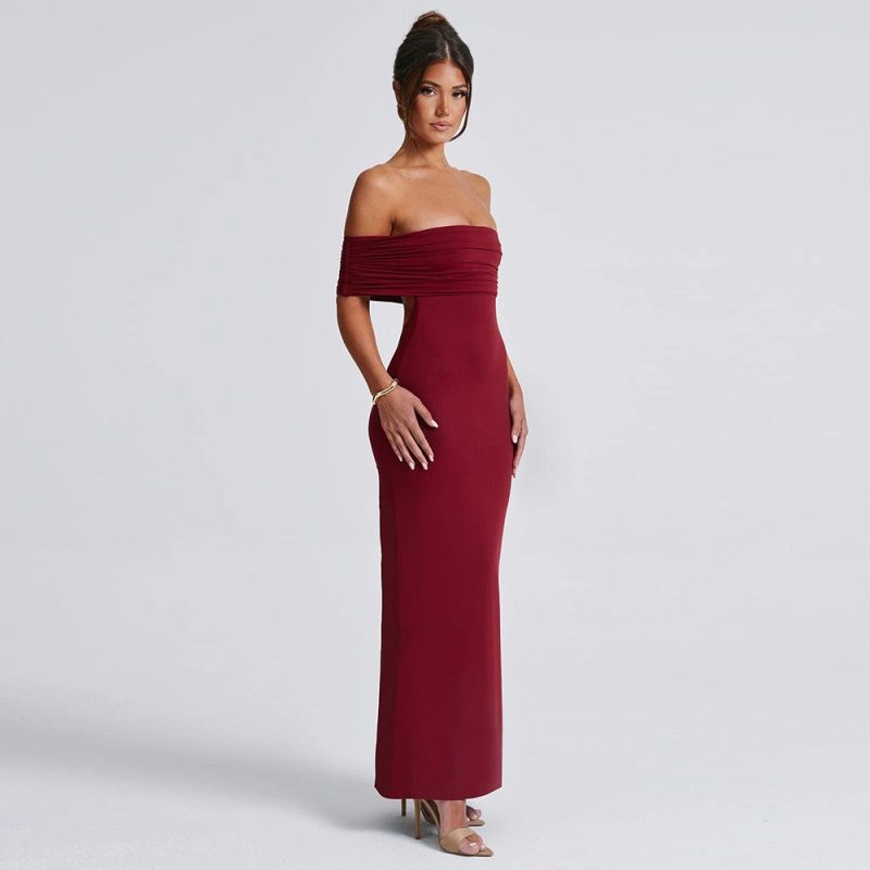 Sexy Off-Shoulder Backless Pleated Summer Dress - Image 3