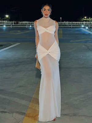 Sexy Sheer Mesh Sheath Dress for Spring