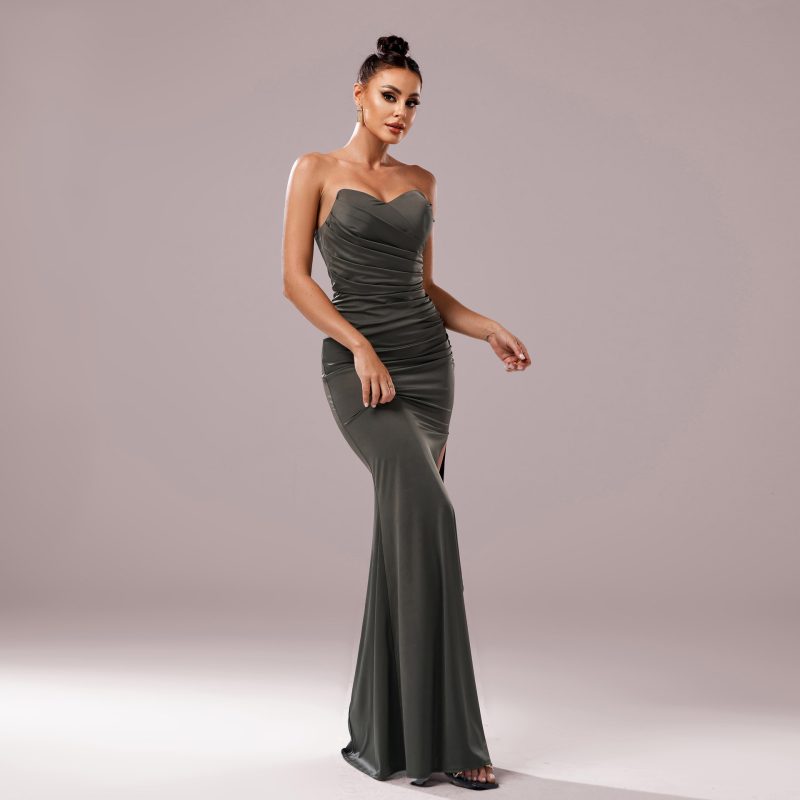 Chest Wrap Off-Neck Slim Fishtail Dress - Image 2
