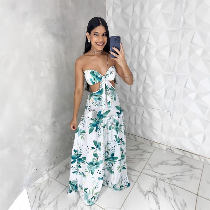 Printed Tube Top Summer Dress
