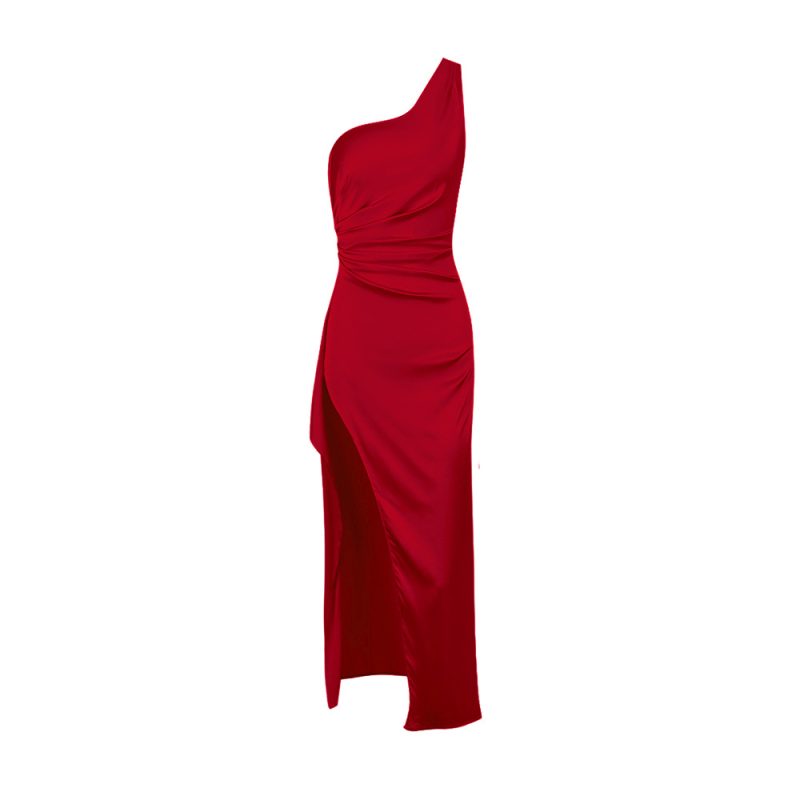 Sexy One-Shoulder Backless Slit Maxi Dress - Image 4