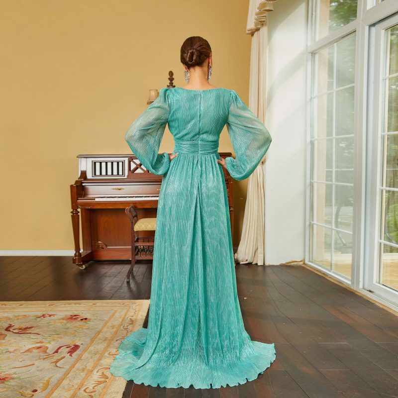 Elegant V-Neck Long Sleeve Bohemian Dress - Image 3