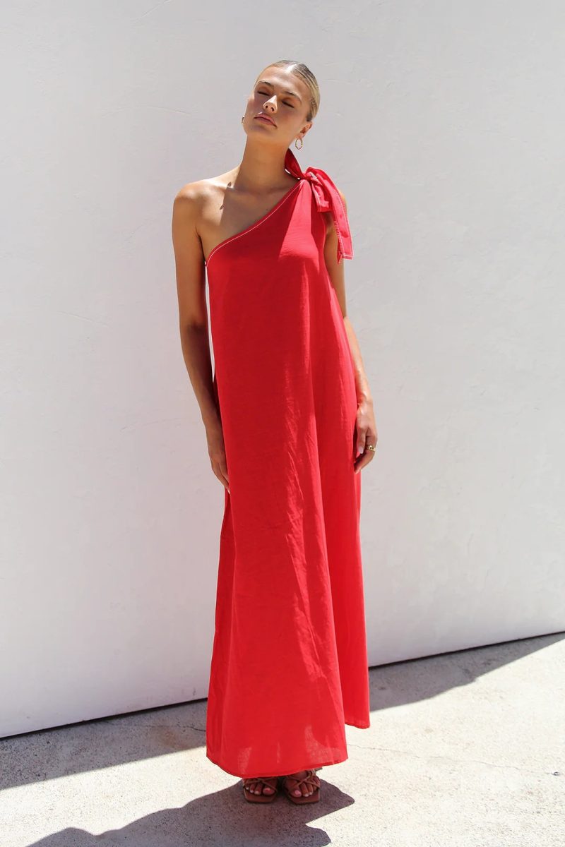 Elegant Halter One Shoulder Lace-Up Maxi Dress - Image 2
