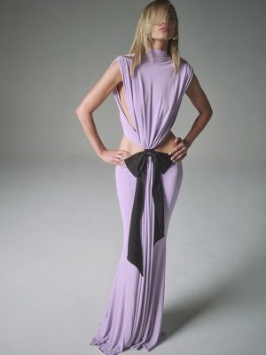 Sexy Cropped Bow Backless Sleeveless Maxi Dress