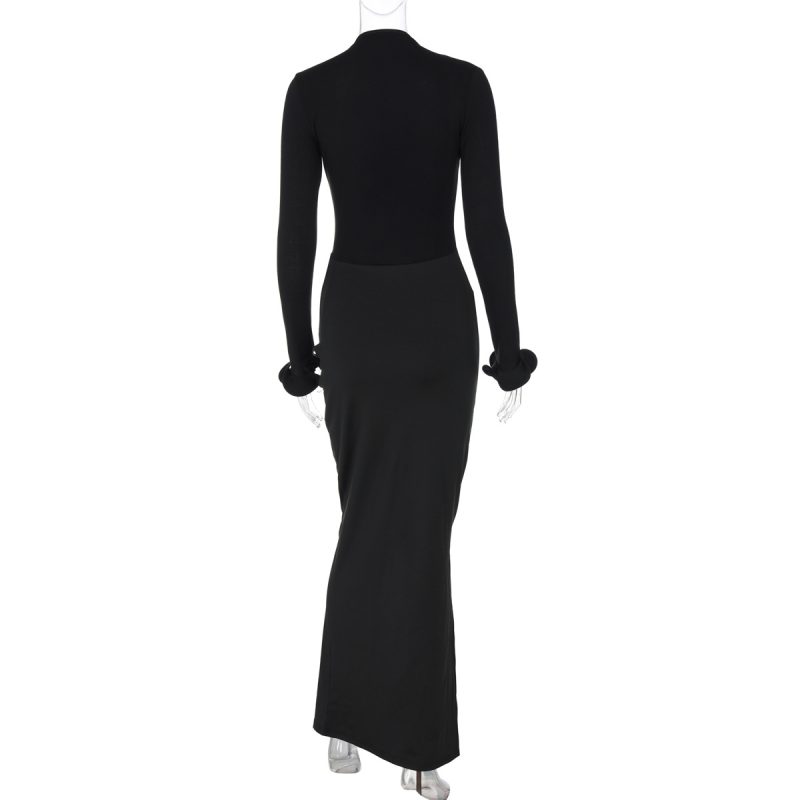Sexy Deep V Plunge Pleated Maxi Dress - Image 4