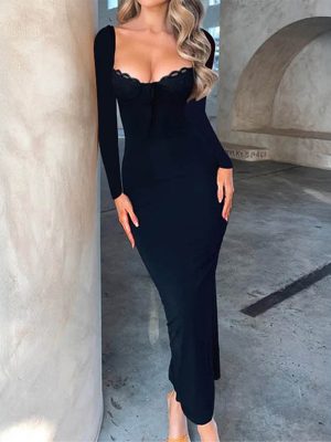Sexy Long Sleeve Slim Slit Sheath Jumpsuit