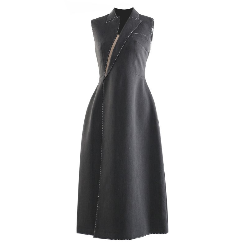 Stylish Sleeveless Mid-Length Office Blazer Dress - Image 3