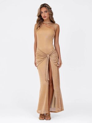 Sexy Cutout Slim Dress with High Slit
