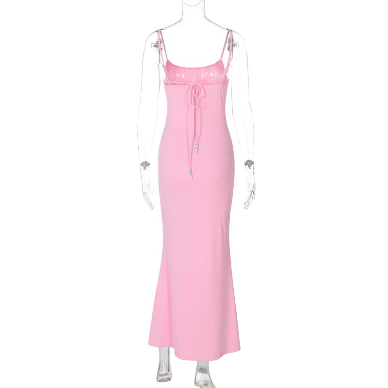 Solid Color Off-Shoulder Slimming Sling Dress - Image 4
