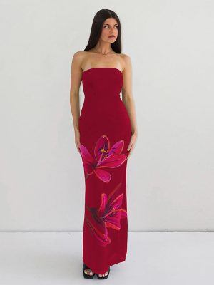 Summer Printed Off-Neck Backless Tied Dress