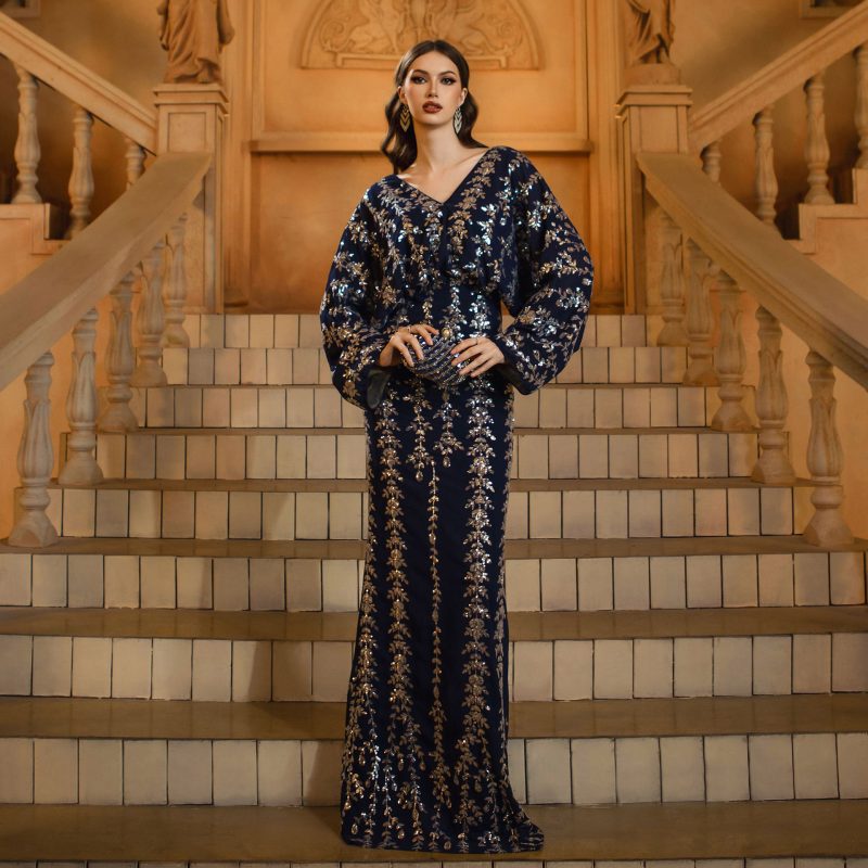 High-End V-Neck Sequined Fishtail Cocktail Dress - Image 2
