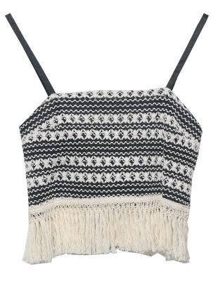 Burrs Tassels Striped Camisole Sleeveless Tube Top