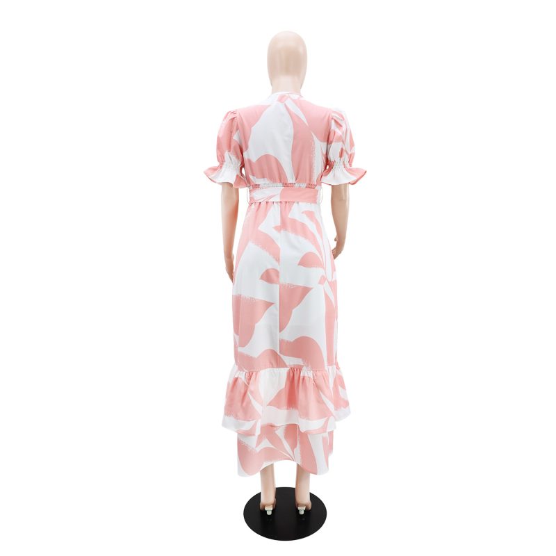 Casual Floral Print Short Sleeve Dress - Image 3