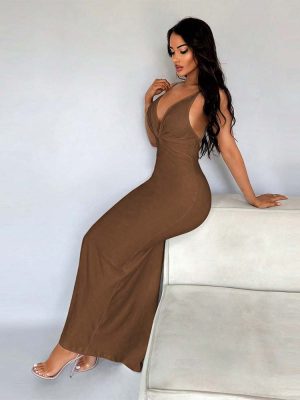 V-Neck Sleeveless High Waist Summer Sheath Dress