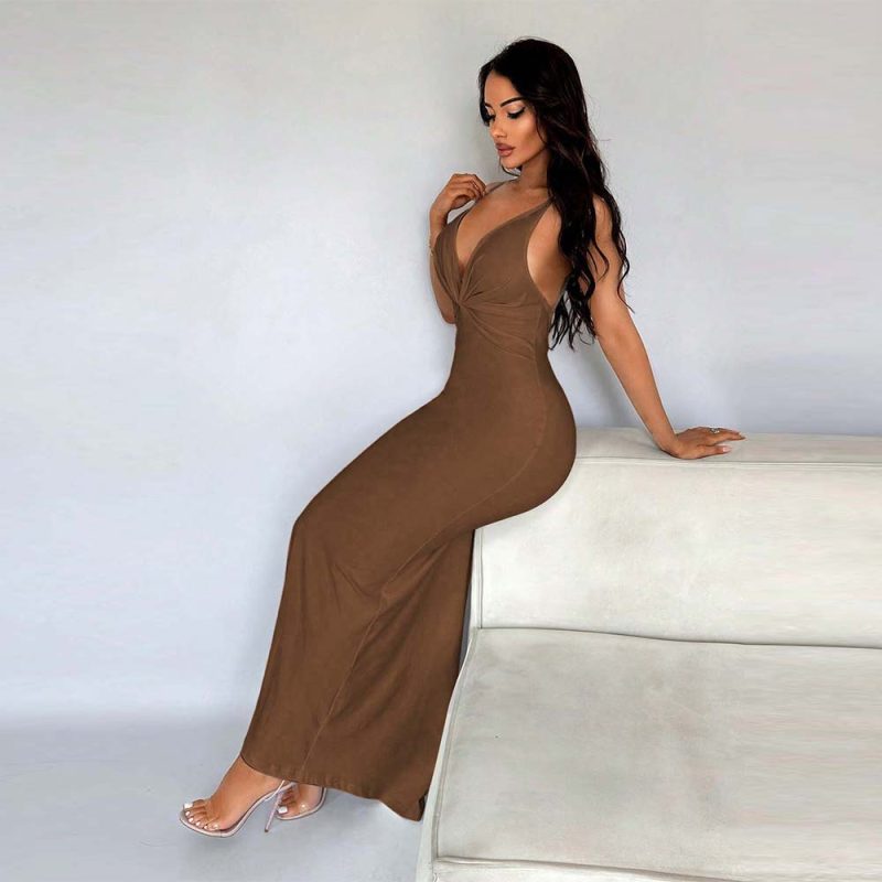 V-Neck Sleeveless High Waist Summer Sheath Dress