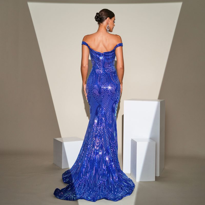 Elegant Sleeveless Sequined Split Cocktail Evening Dress - Image 3