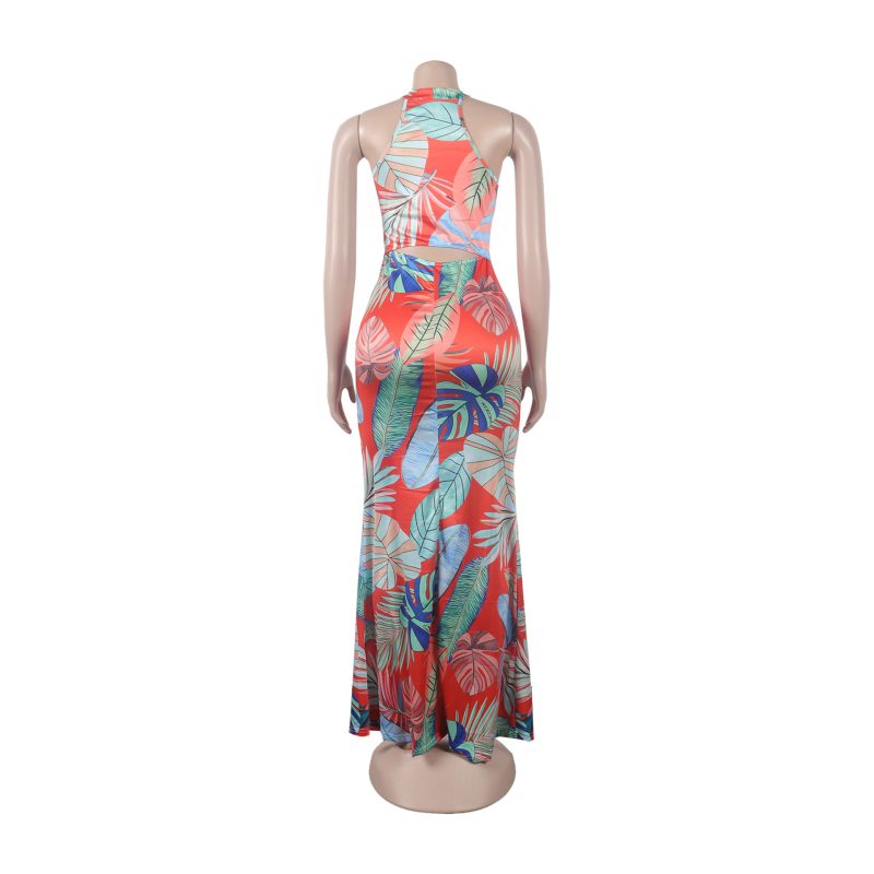 Sexy Printed Sleeveless Hollow Out Sheath Dress - Image 4