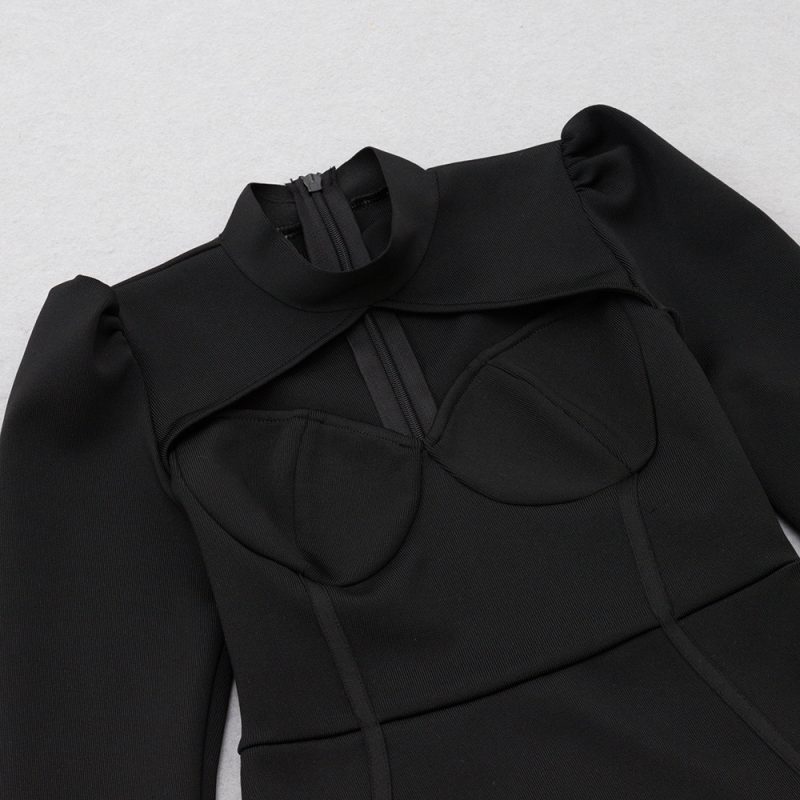 Sexy Tube Top Side Slit Long Sleeve Dress - Image 3