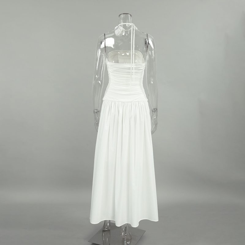 Elegant White Off-Shoulder Floral Slimming Dress - Image 4