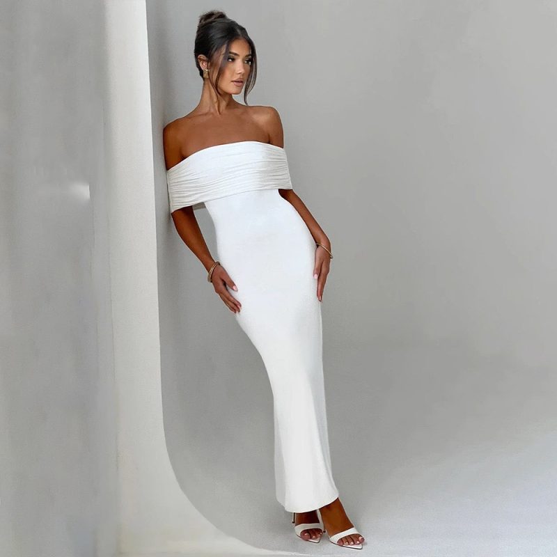 Sexy Off-Shoulder Backless Pleated Summer Dress