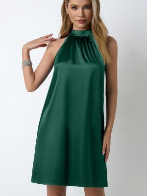 Sleeveless Satin Halter Midi Dress for Summer