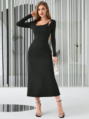 Cutout Back Hollow Slim Fit Sheath Dress
