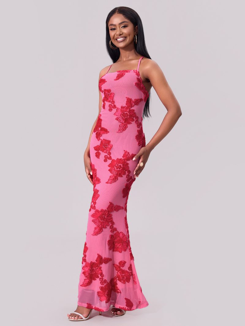 Sexy Suspenders Sheath Floral Plate Summer Dress - Image 2