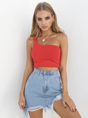 One-Shoulder Sexy Cropped Summer Top Women