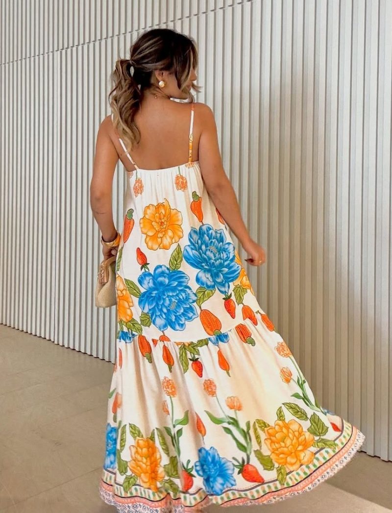 Floral Print Spaghetti Strap Swing Dress - Image 2