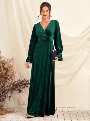 Spring Evening Chiffon V-Neck Cocktail Dress