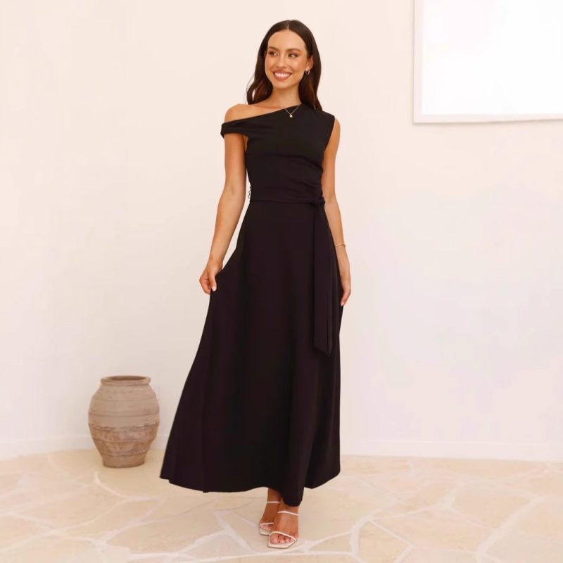 Sexy Lacing Solid Color Summer Office Dress - Image 2