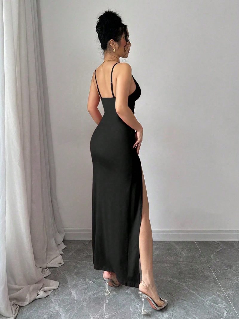 Sexy Hollow Out Cutout Black Sling Cocktail Dress - Image 2