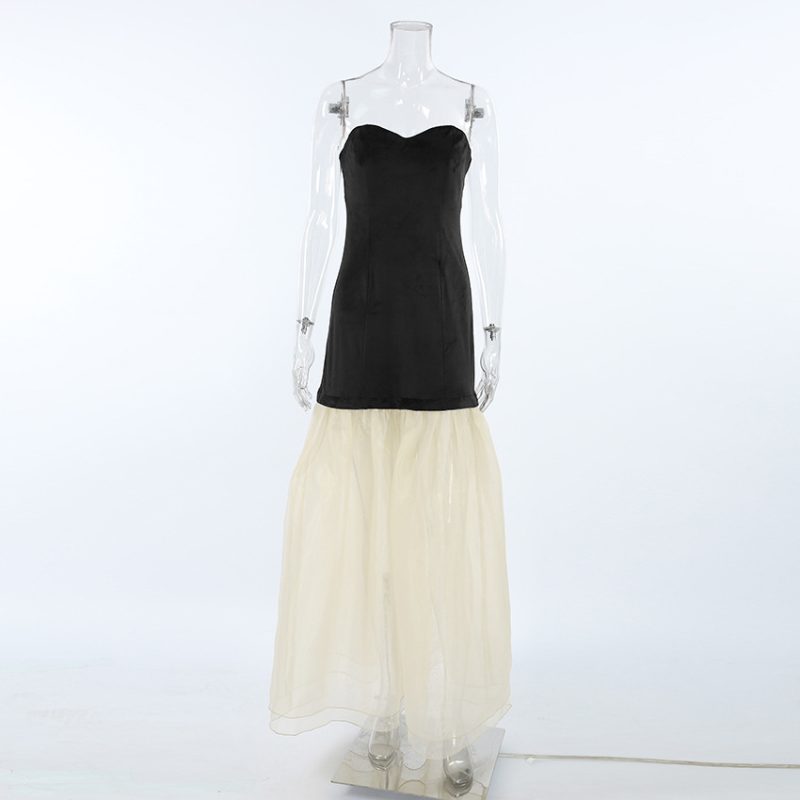 Sexy Contrast Color Knitted Sleeveless Maxi Dress - Image 3