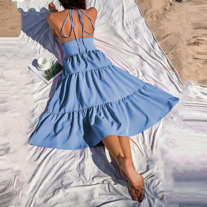 Chest Pleated Drawstring Waist Slimming Dress - Image 2