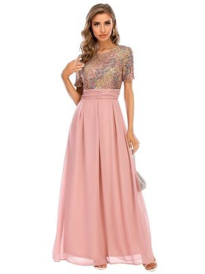 Chiffon Stitching Sequin Popular Maxi Dress