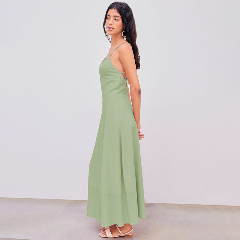 Slimming A-Line Waist-Tight Elegant Sleeveless Dress - Image 3