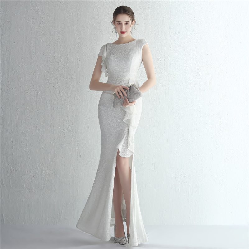 Sequined Split Long Fishtail Cocktail Dress - Image 3