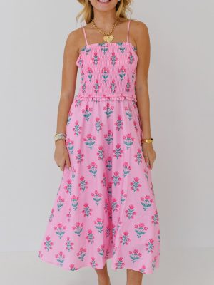 Urban Casual Floral Printed Pleated Sling Dress