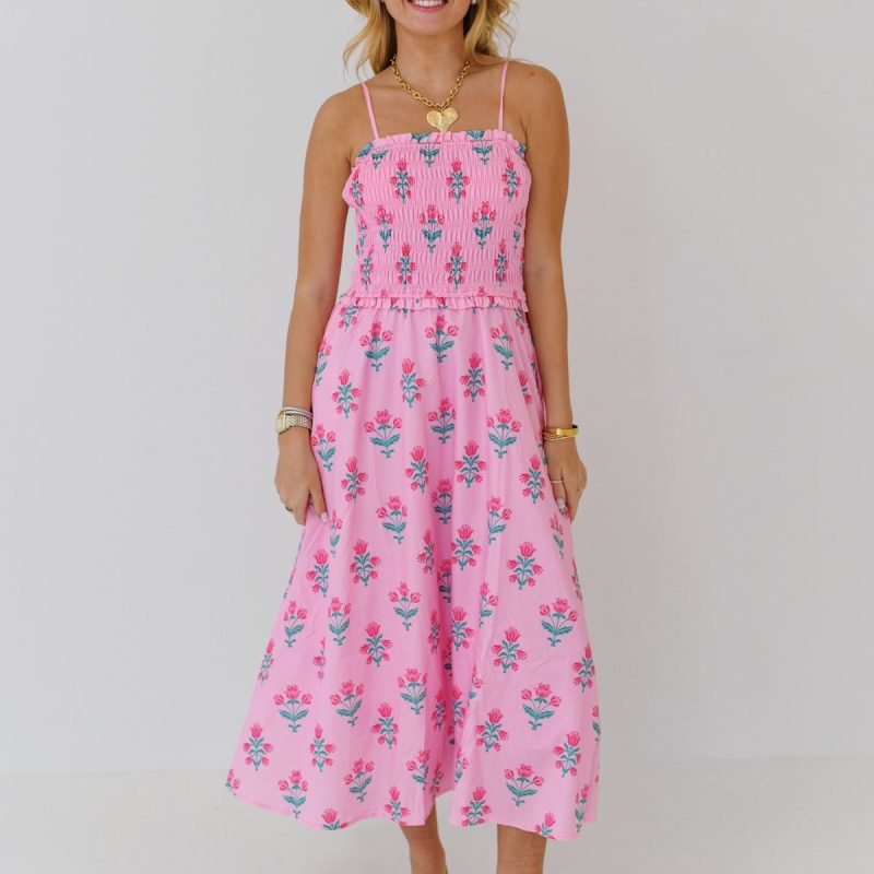 Urban Casual Floral Printed Pleated Sling Dress