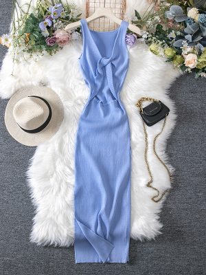 Flattering Hollowed Reversible Knitted Dress